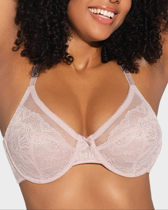 Full Coverage Lace Minimizer Bra - Petal