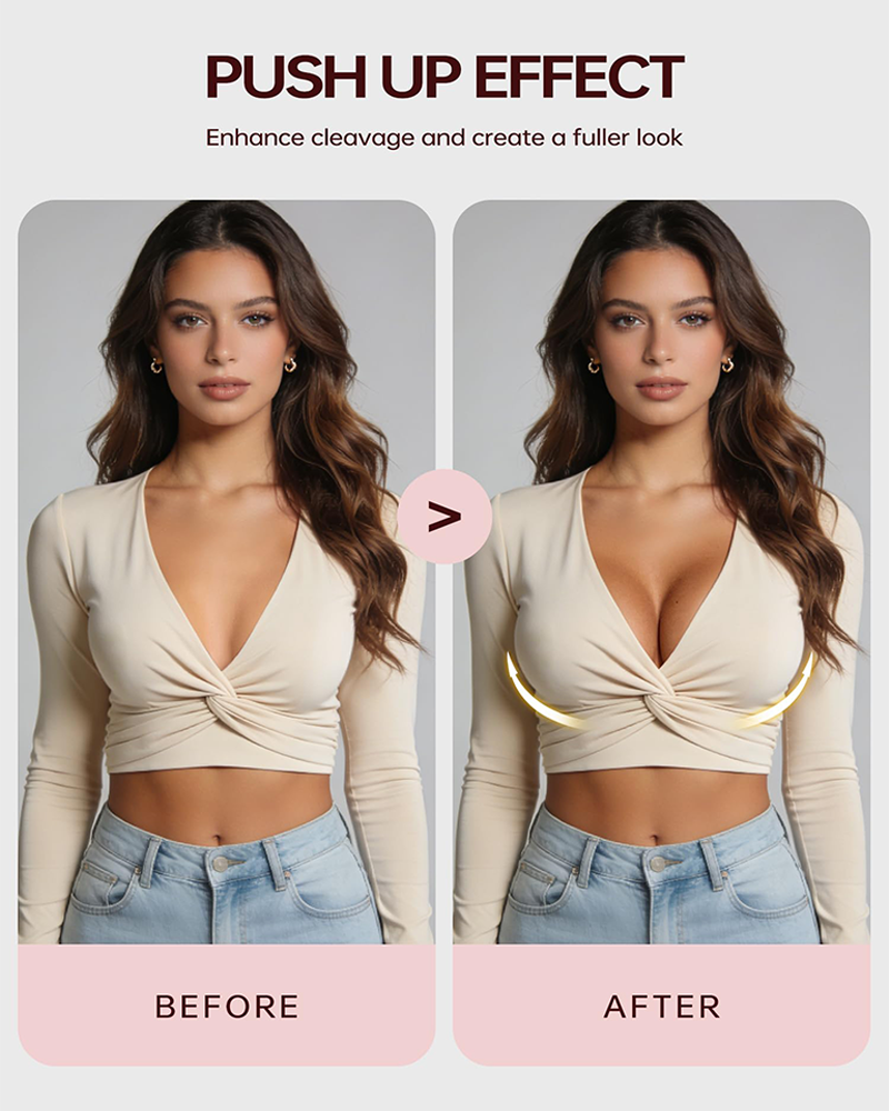 Breathable Mesh Deep V Push Up Padded Low Plunge T Shirt Bra