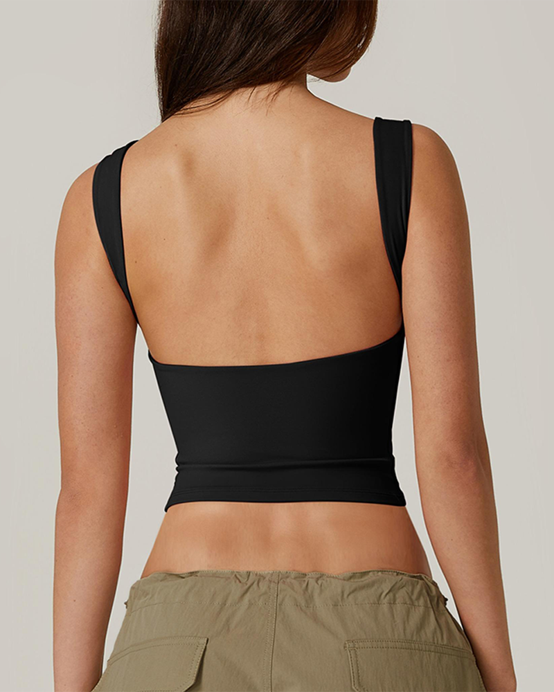 Women's Y2K High Neck Open Back Sleeveless Crop Tank Top