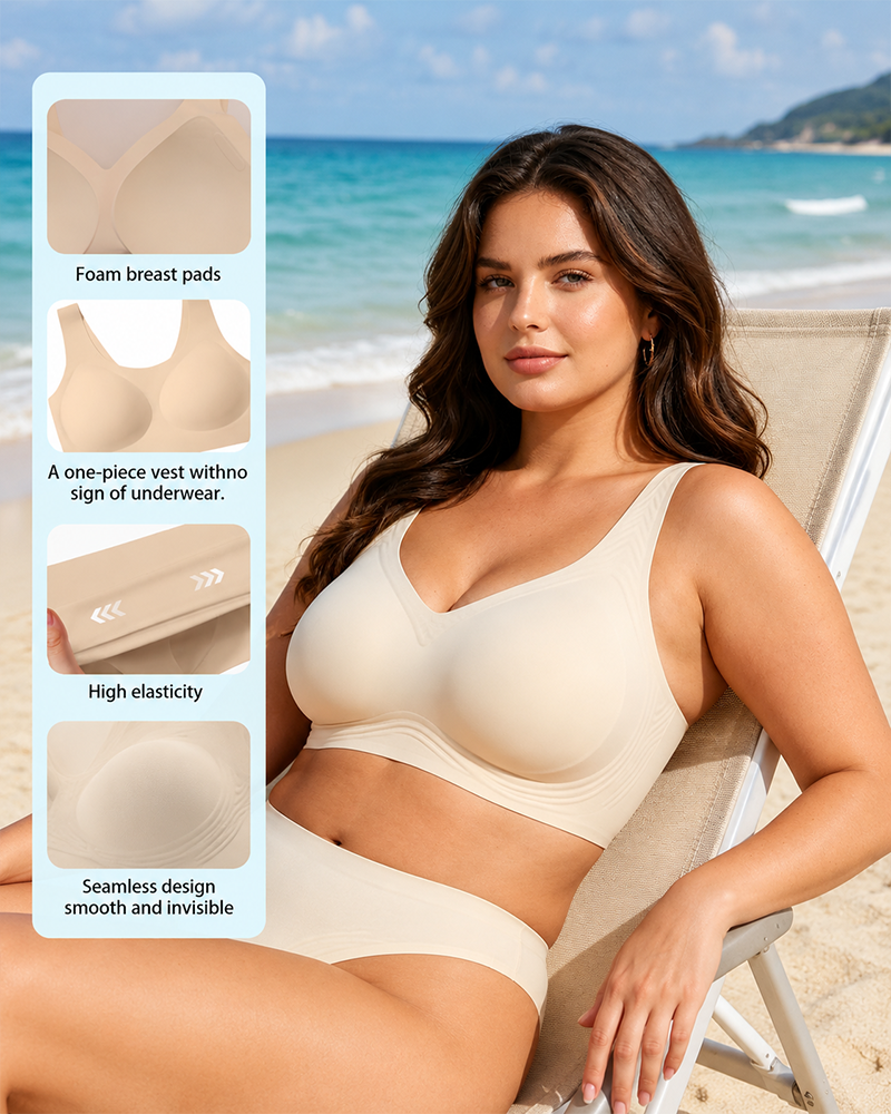 Breathable Seamless Wireless Lightly Lined Full Coverage Plus Size Jelly Bra