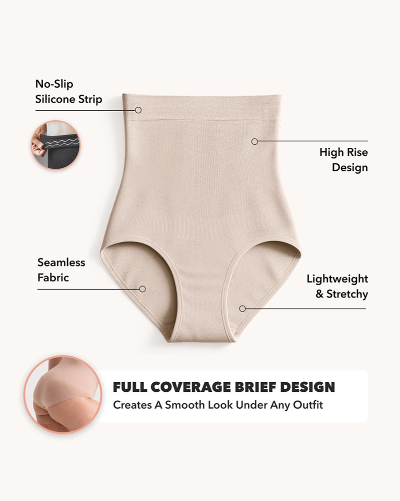 High Waisted Seamless Anti Slip Silicone Strip Compression Shapewear Panty