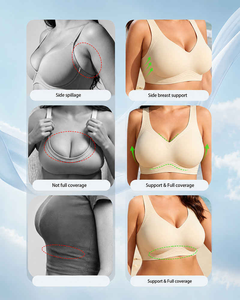 Breathable Seamless Wireless Lightly Lined Full Coverage Plus Size Jelly Bra
