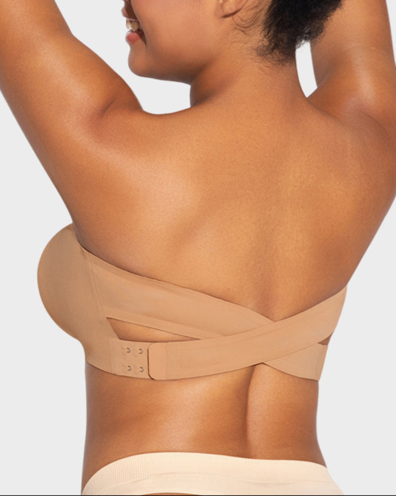Non-Slip Crossover Side Hook Bandeau Bra