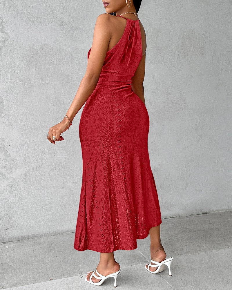 Women's Halter-Neck Cutout A-Line Dress