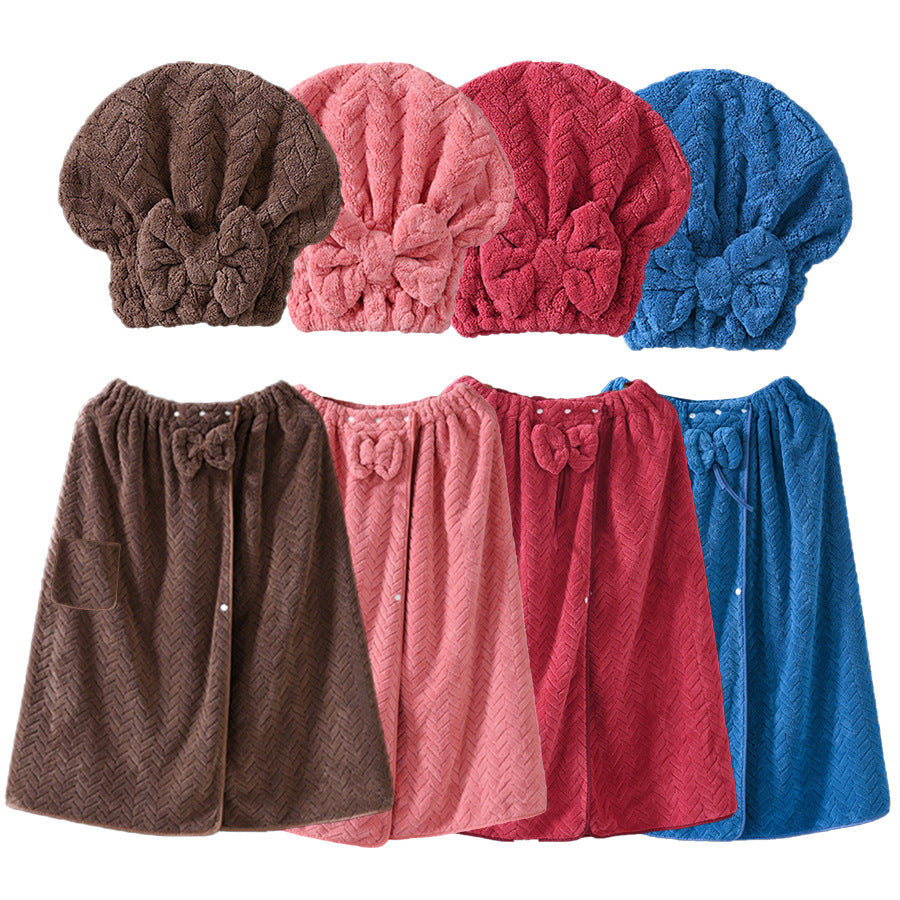 Women‘s Plus Size Bath Skirt & Shower Cap Set