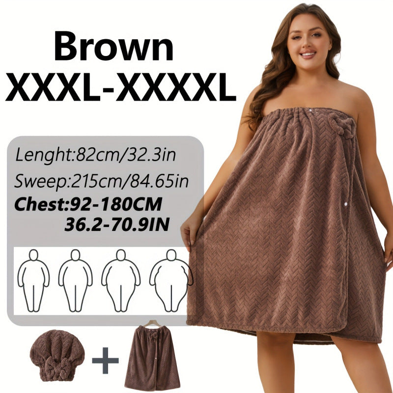 Women‘s Plus Size Bath Skirt & Shower Cap Set