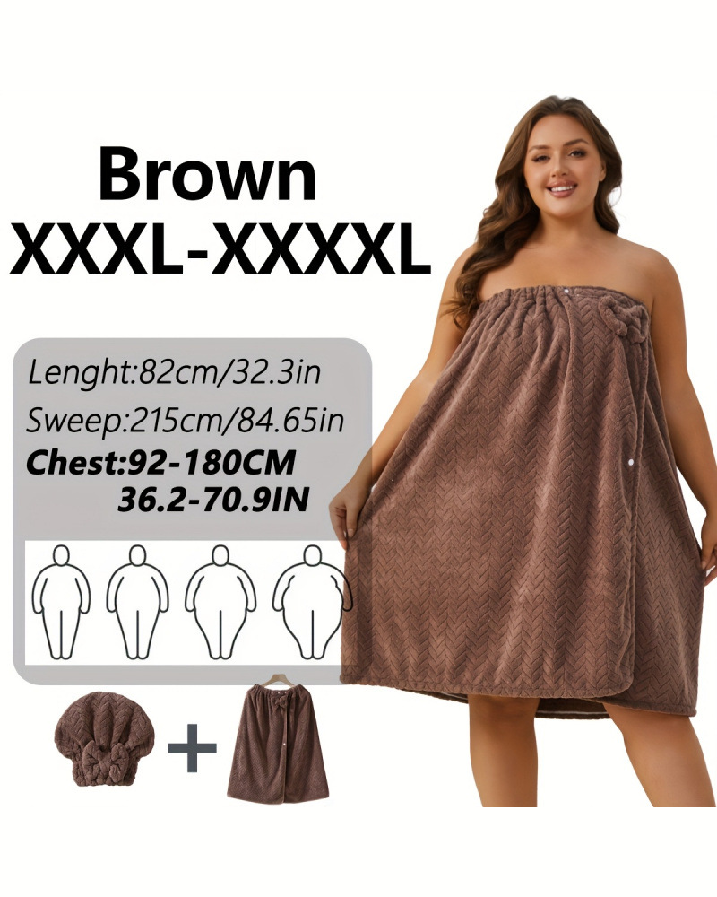 Women‘s Plus Size Bath Skirt & Shower Cap Set