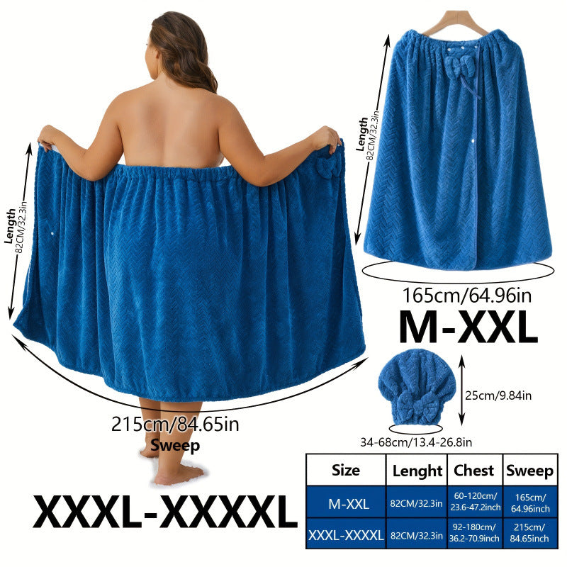 Women‘s Plus Size Bath Skirt & Shower Cap Set