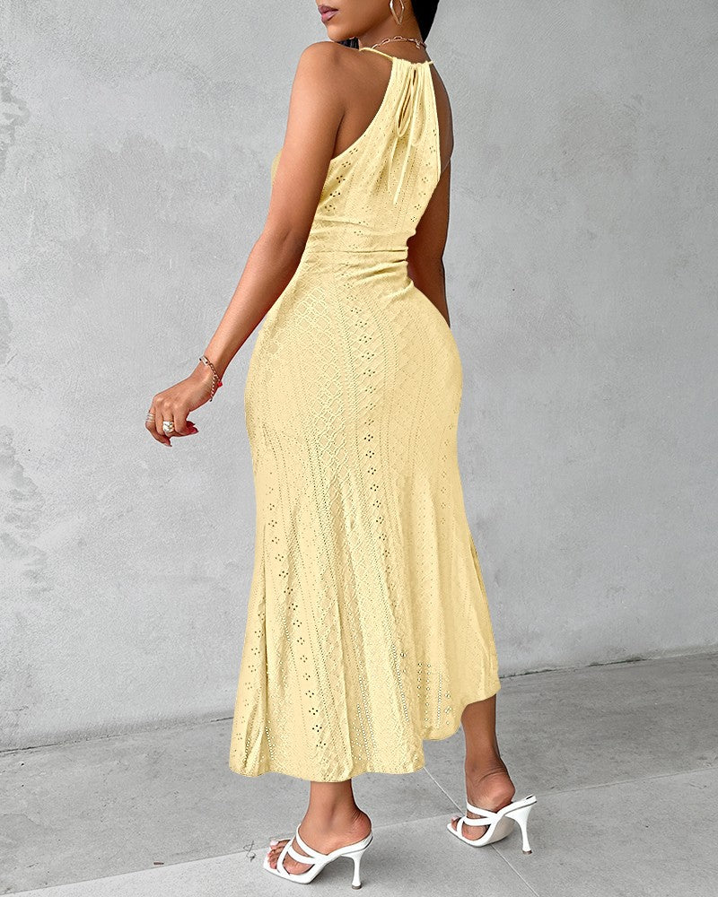 Women's Halter-Neck Cutout A-Line Dress