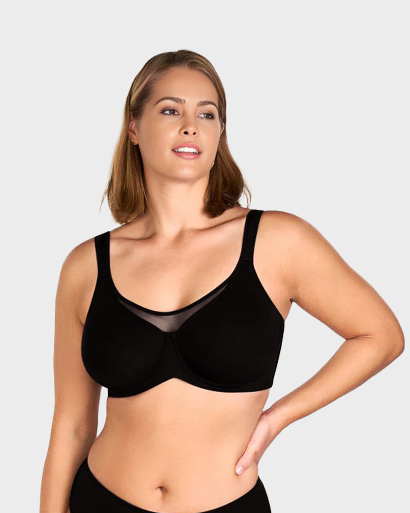 Mesh Unlined Full Coverage Non-padded Cooling Minimizer Bra