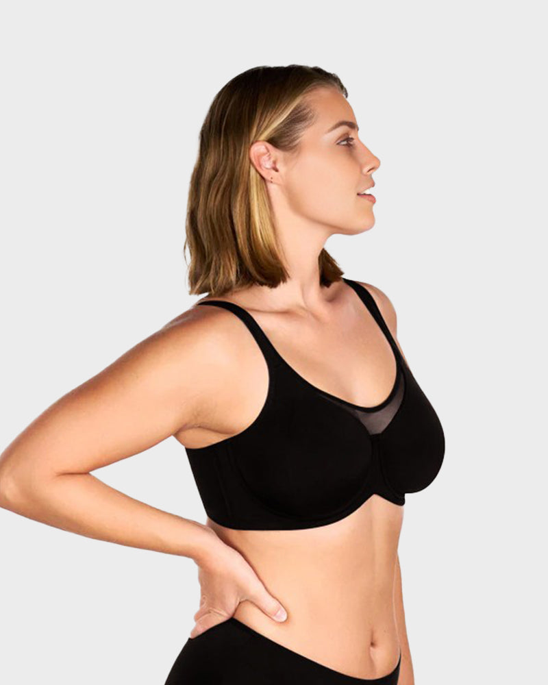 Mesh Unlined Full Coverage Non-padded Cooling Minimizer Bra