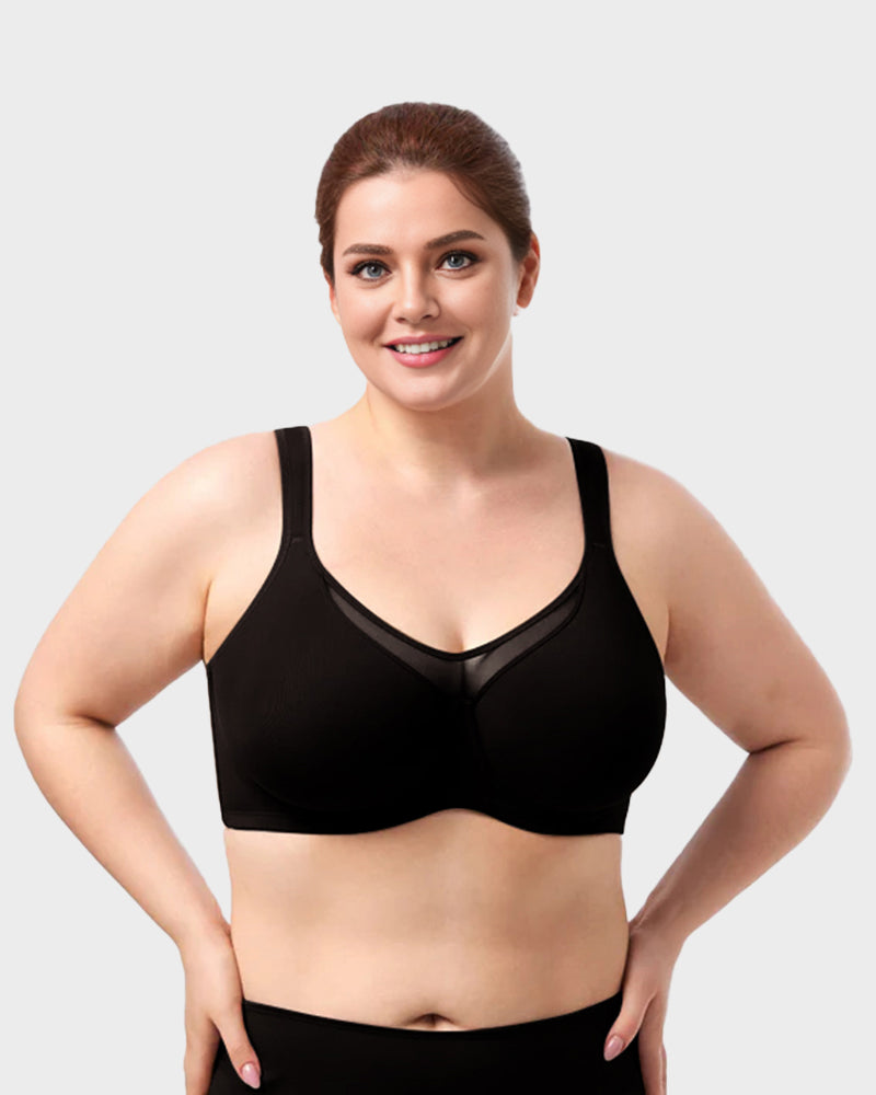 Plus Size Unlined Full Coverage Non-padded Cooling Minimizer Bra