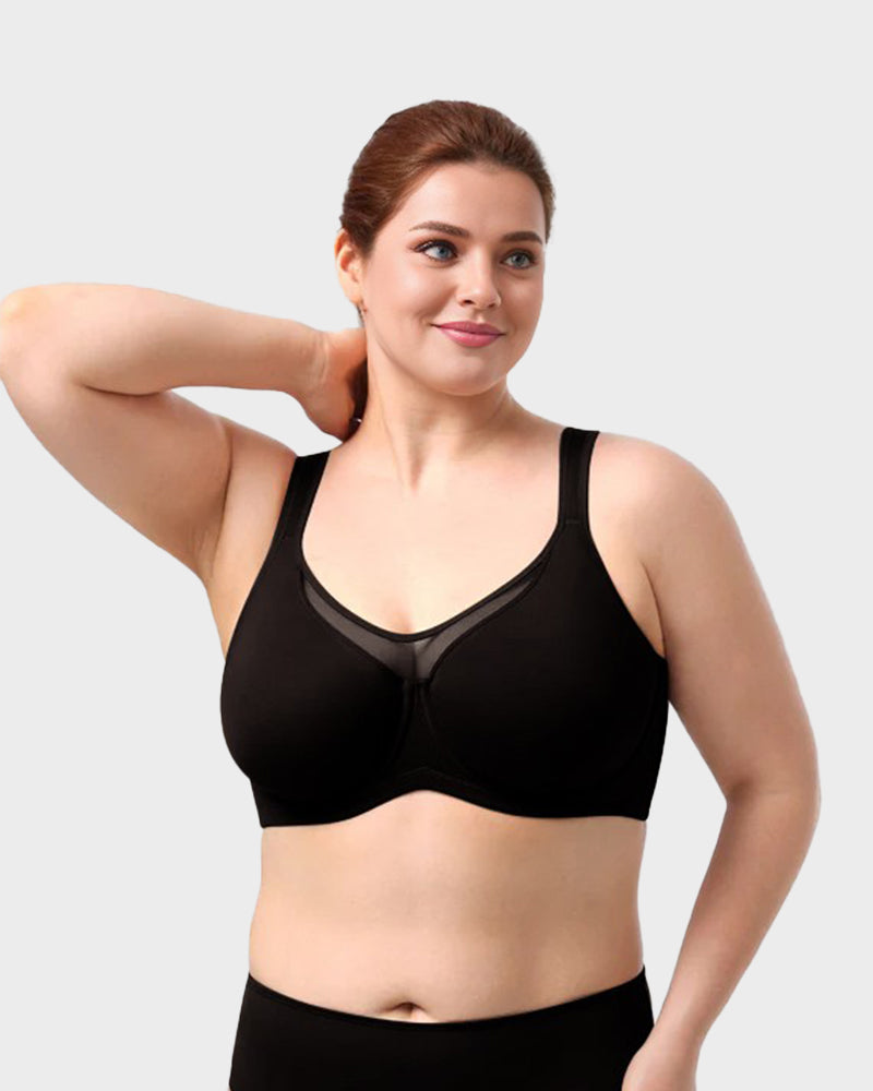 Plus Size Unlined Full Coverage Non-padded Cooling Minimizer Bra