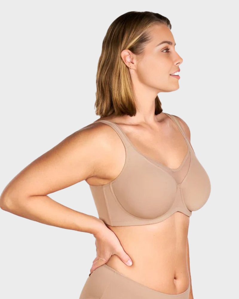 Mesh Unlined Full Coverage Non-padded Cooling Minimizer Bra