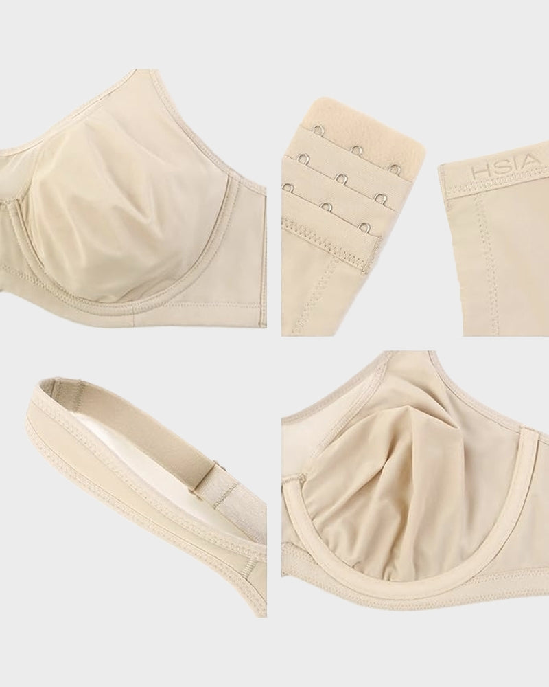 Plus Size Unlined Full Coverage Non-padded Cooling Minimizer Bra