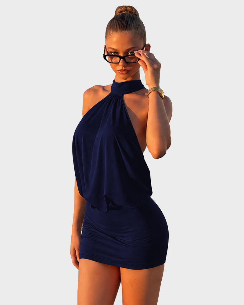 Summer Sexy Halter Sleeveless Backless Party Club Bodycon Mini Dress