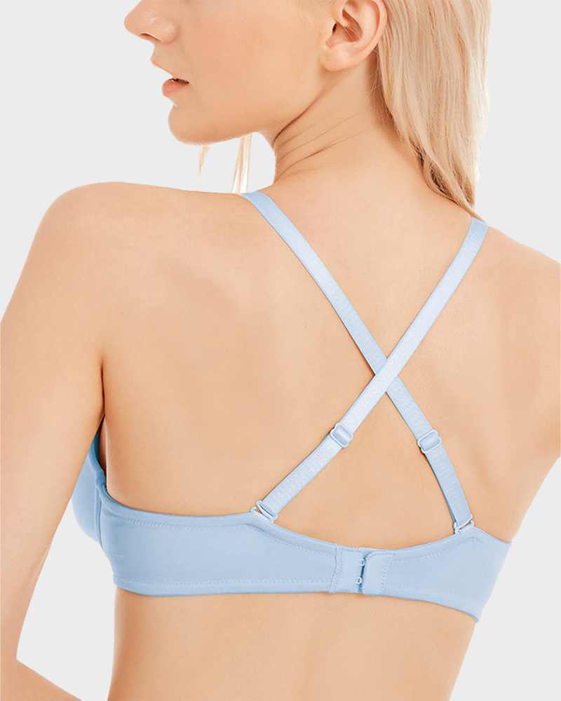 Breathable Mesh Deep V Push Up Padded Low Plunge T Shirt Bra
