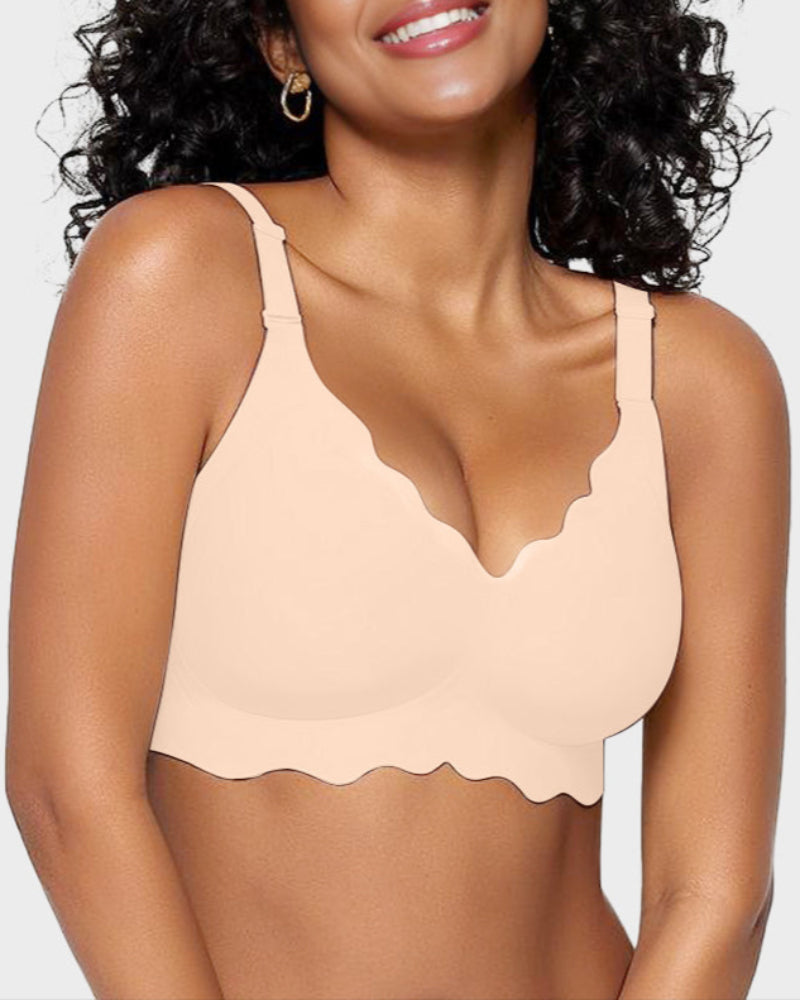 Soft Full Coverage Scalloped Wireless Jelly Bra