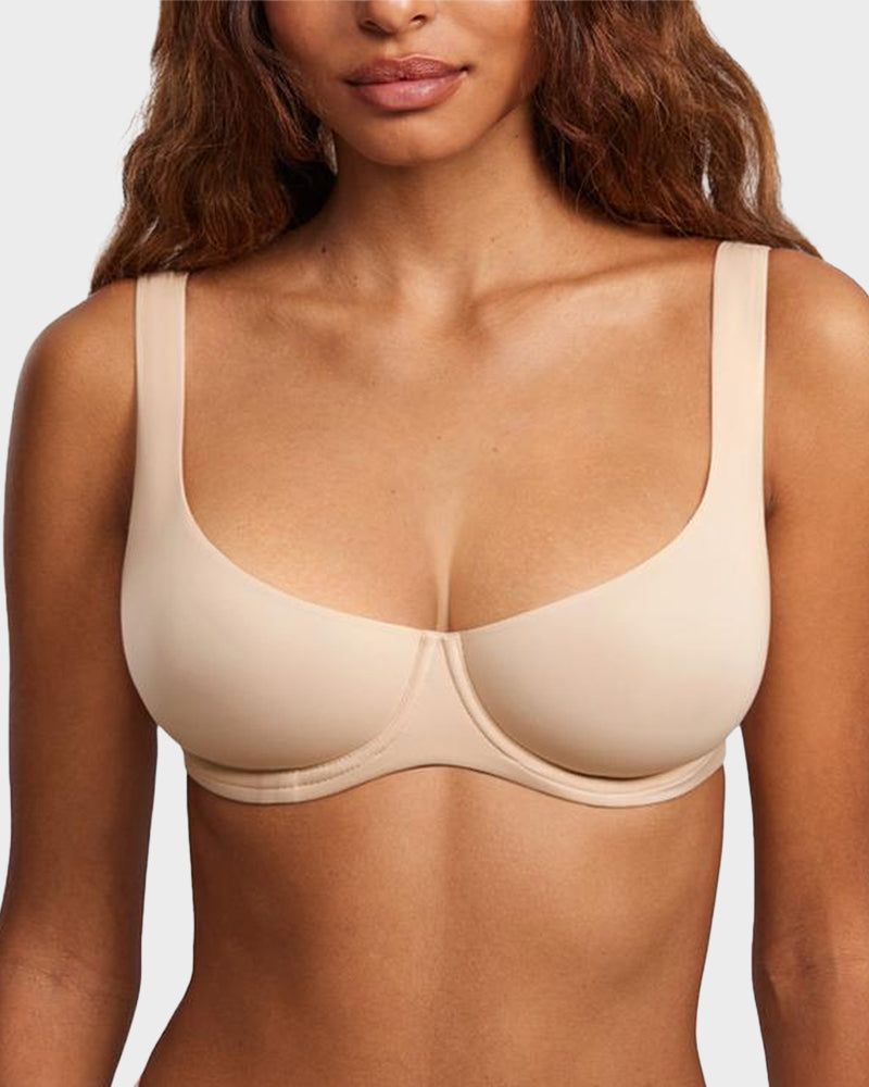 Unlined No Padded Underwired Double Layer Cup Balconette Bra