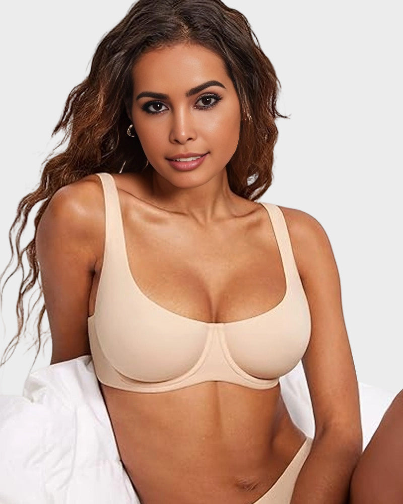 Unlined No Padded Underwired Double Layer Cup Balconette Bra