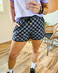 Checkered Drawstring Casual Elastic Waist Comfortable Everyday Chic Shorts