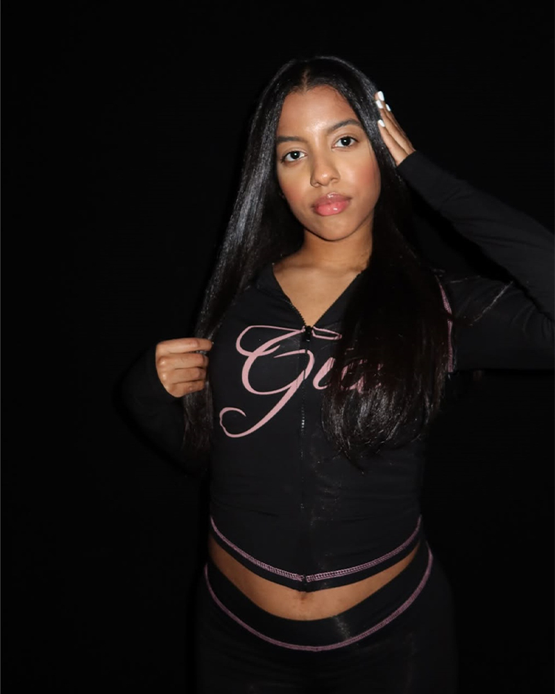 Letter Print Zip Up Cropped Hoodie  & Low Rise Flare Leg Pants Set