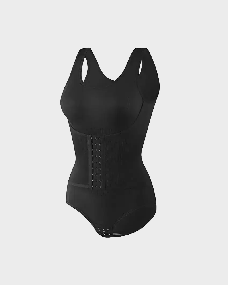 Zipper Bodysuit with Integrated Belt Tummy Control Shapewear for Daily & Posture