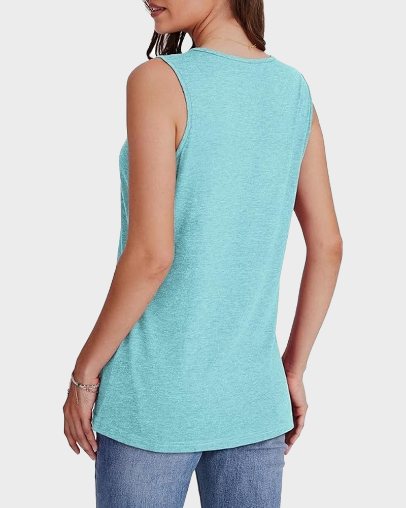 Summer V Neck Sleeveless Tank Top Trendy Basic Tee