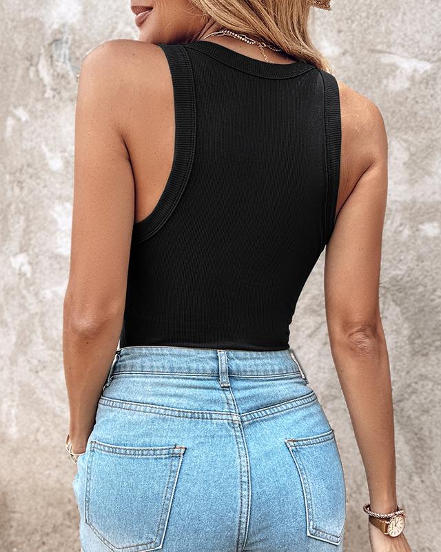 Women’s Ribbed Racerback Tank Top with Built-in Bra