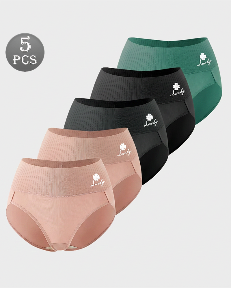 5 Pcs High Elastic Breathable Stretchy Control Panties Soft Women's Underwear