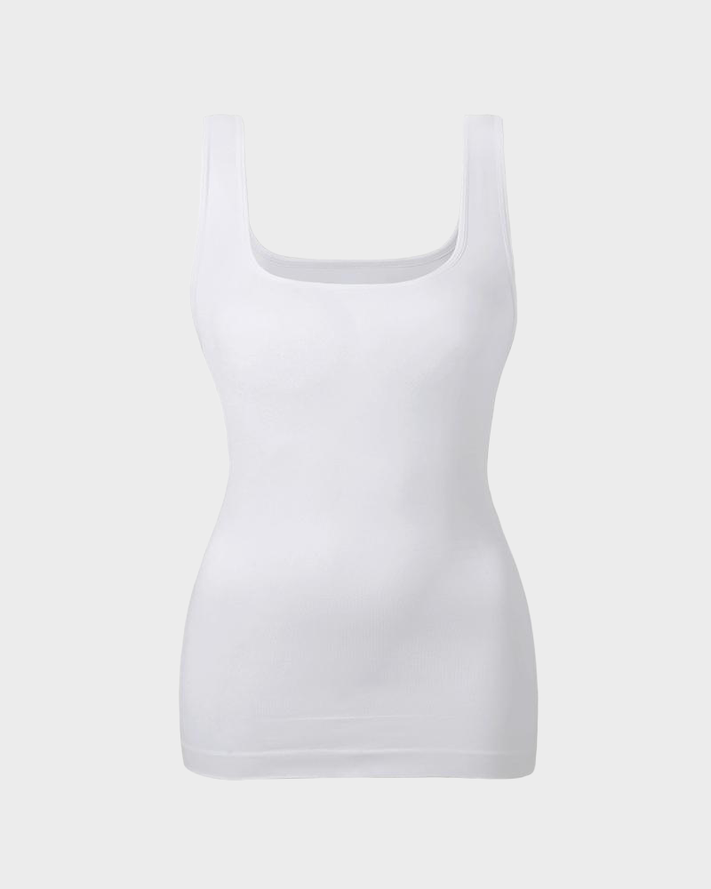 Seamless Tummy Control Shapewear Tank Tops - Slimming Square Neck Shapewear