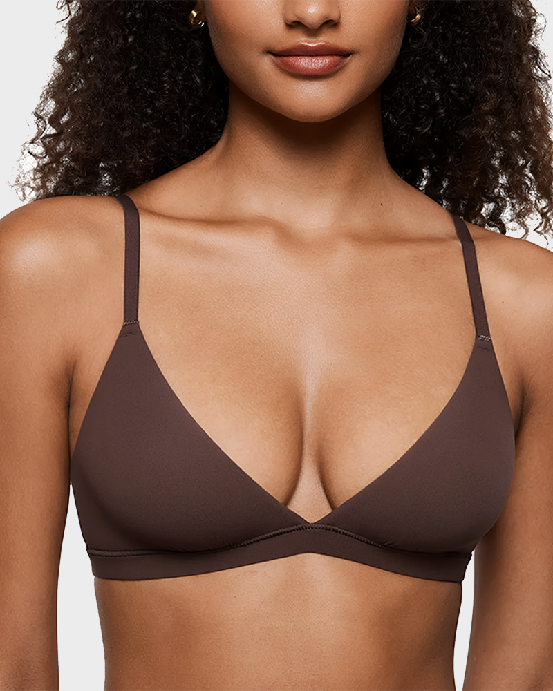 Triangle Bralette Plunge Unlined Seamless No Underwire Sexy Comfortable Everyday Bra