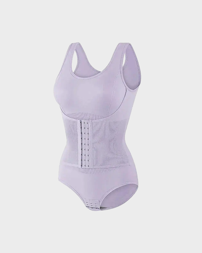 Zipper Bodysuit with Integrated Belt Tummy Control Shapewear for Daily & Posture