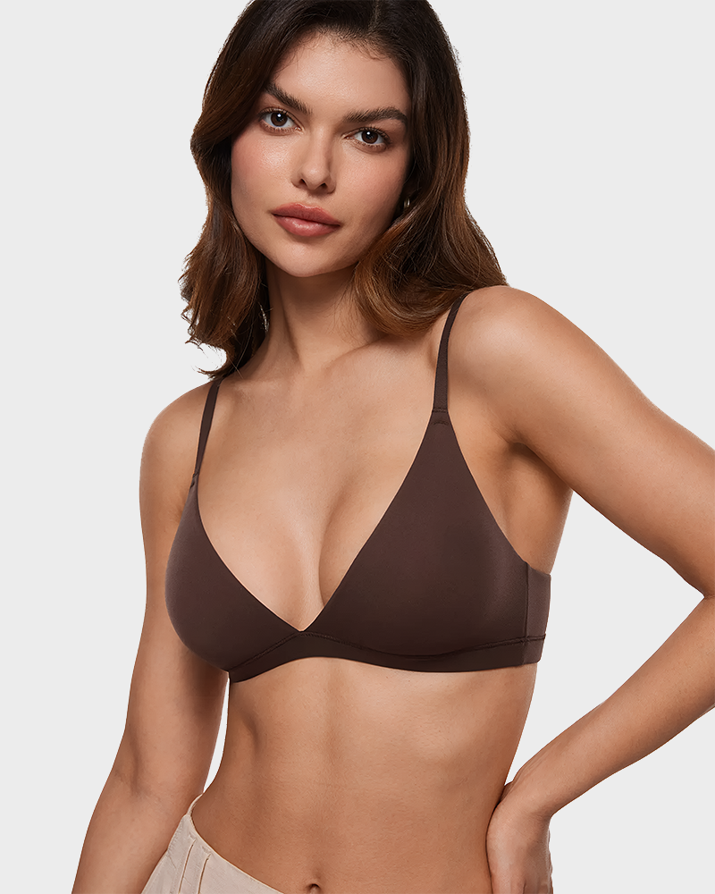 Triangle Bralette Plunge Unlined Seamless No Underwire Sexy Comfortable Everyday Bra