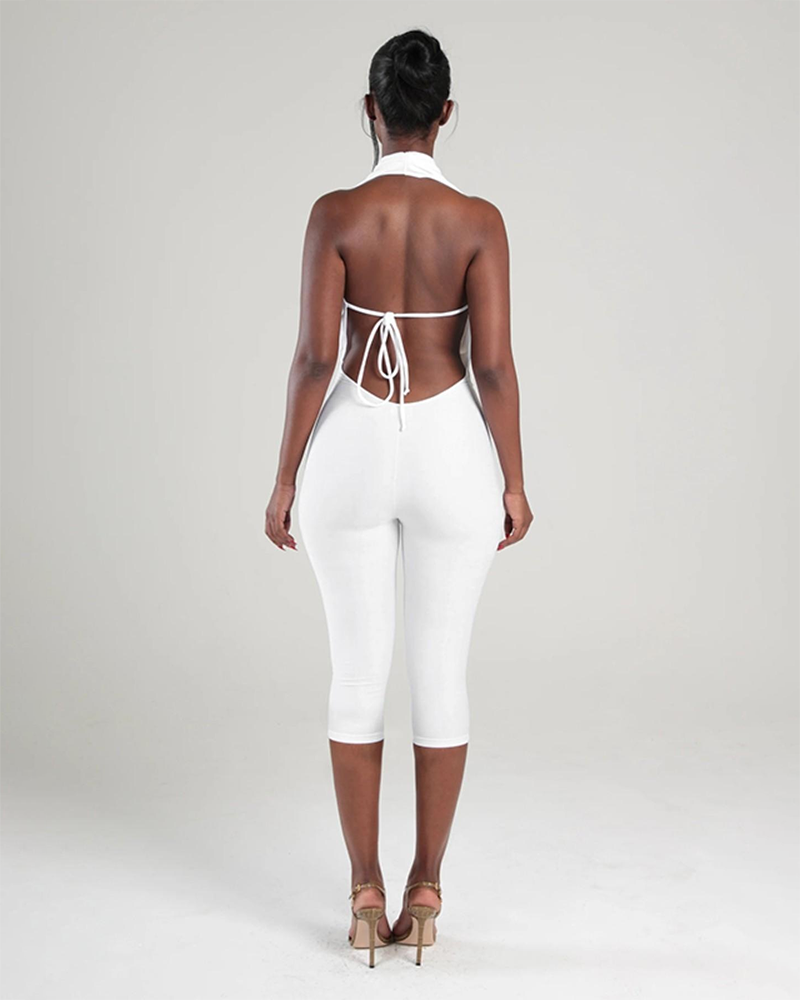 Women's Backless Sleeveless Bodycon Jumpsuit Simple Casual Daily Chic Womenswear
