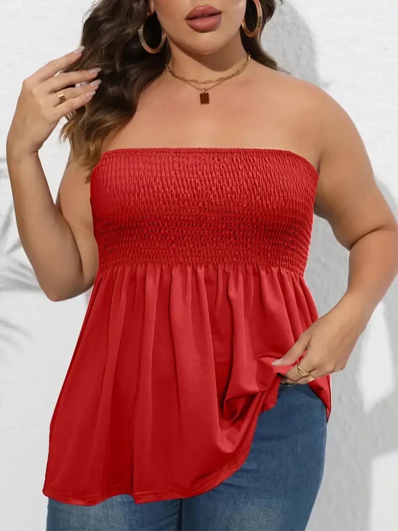 Plus Size Strapless Ruffle Hem Tube Top