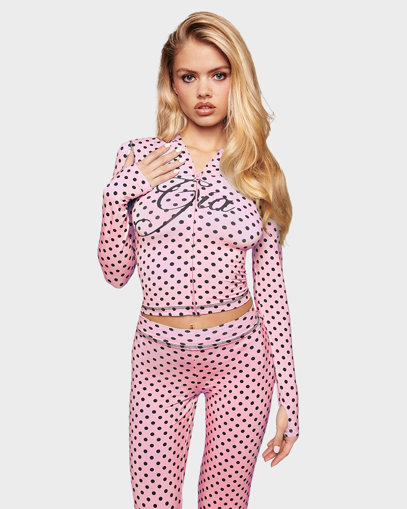 Letter Print Zip Up Cropped Hoodie  & Low Rise Flare Leg Pants Set