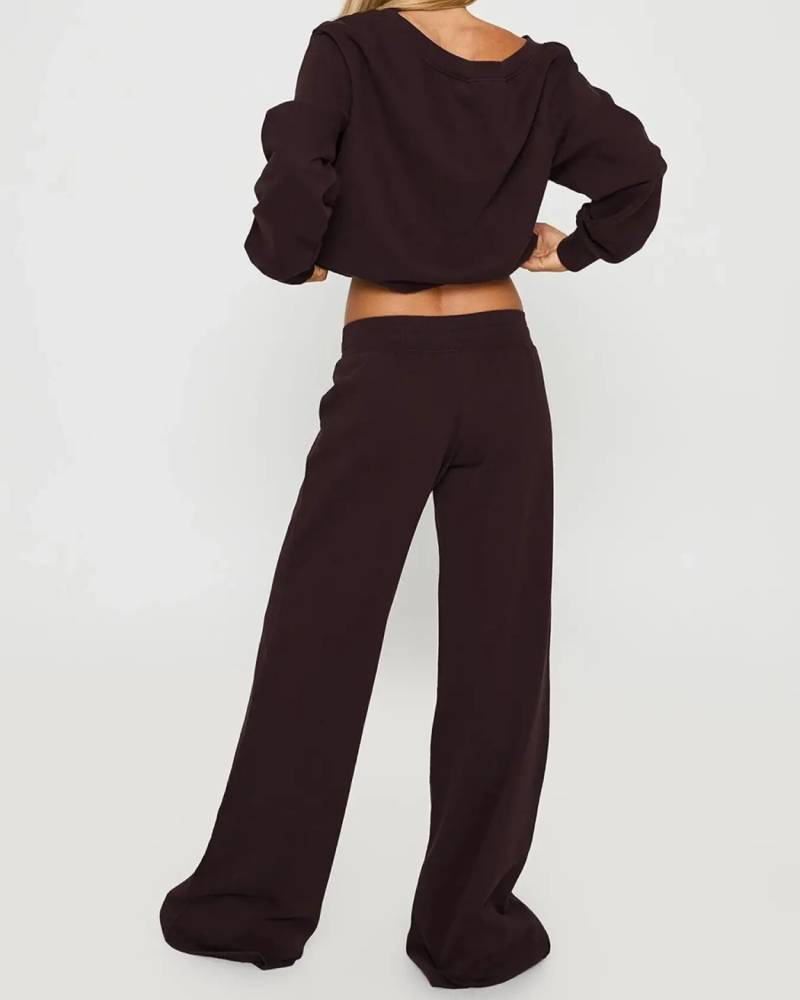 Women's Off Shoulder Long Sleeve Jumper & Pants Casual Fall Basic Sweatsuit 2 Piece Set