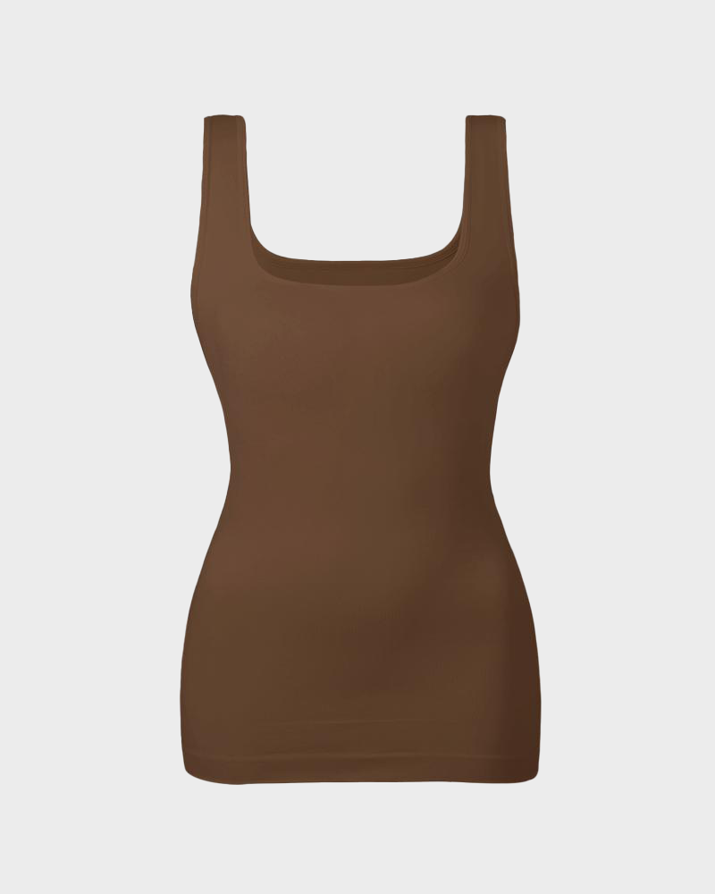 Seamless Tummy Control Shapewear Tank Tops - Slimming Square Neck Shapewear