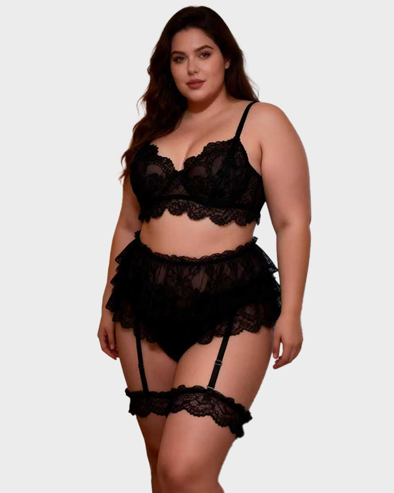 Women's 5 Piece Baby Doll Corset with Detachable Lace Garters Lingerie Set