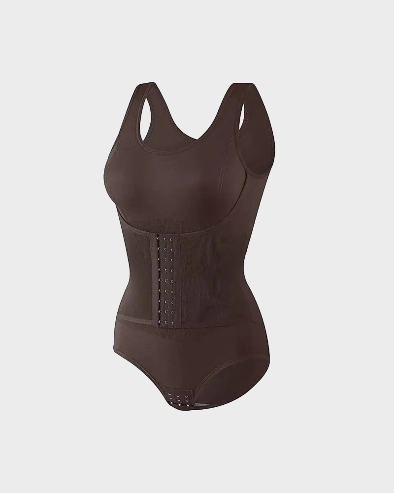 Zipper Bodysuit with Integrated Belt Tummy Control Shapewear for Daily & Posture