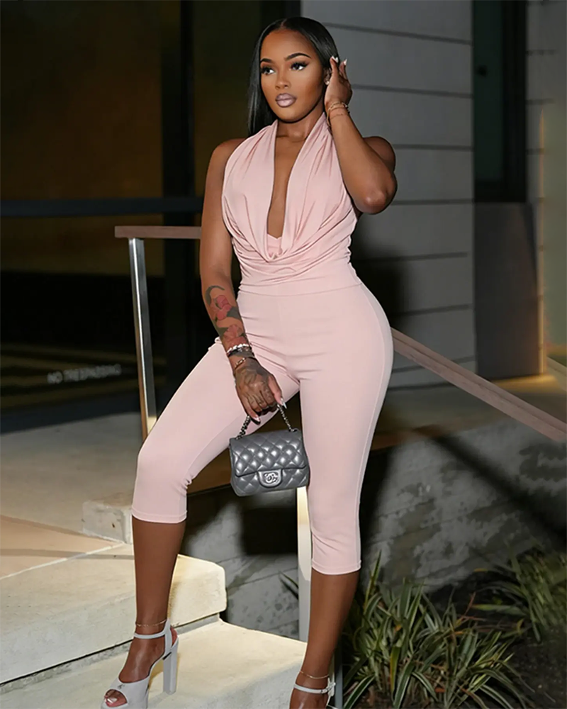 Women's Backless Sleeveless Bodycon Jumpsuit Simple Casual Daily Chic Womenswear