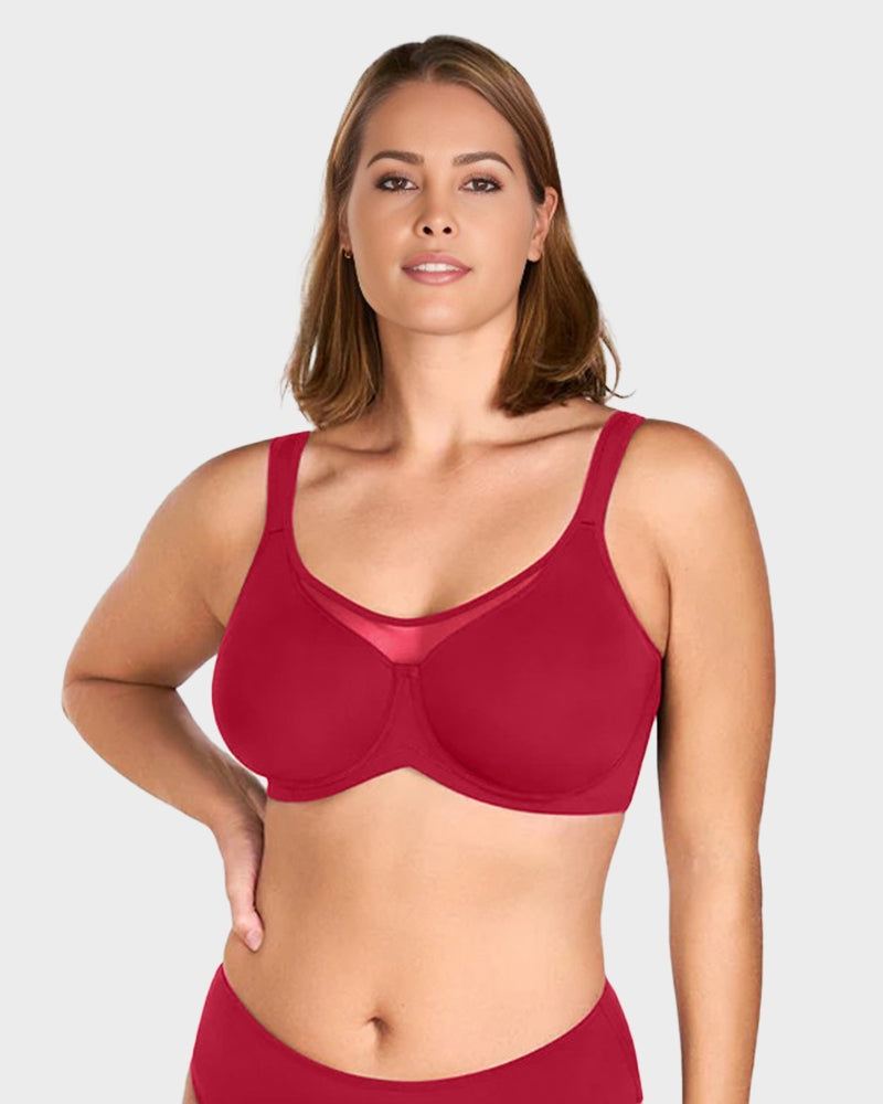 Mesh Unlined Full Coverage Non-padded Cooling Minimizer Bra
