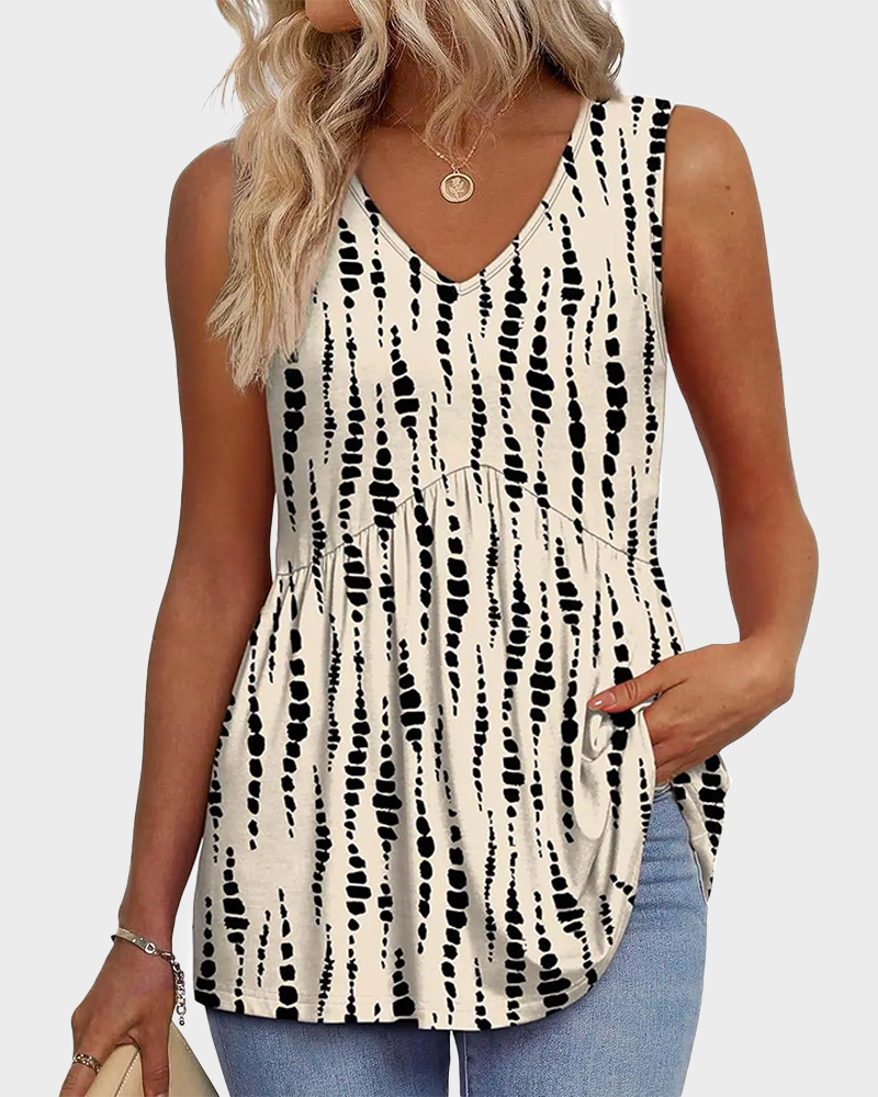 V Neck Flowy Peplum Tank Top Sleeveless Babydoll Stretchy Top