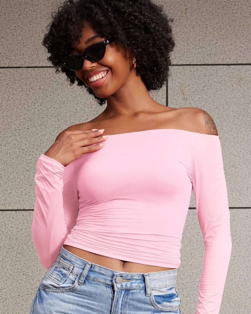 Buttery Soft Double Lined Off Shoulder Long Sleeve Y2K Going Out Top