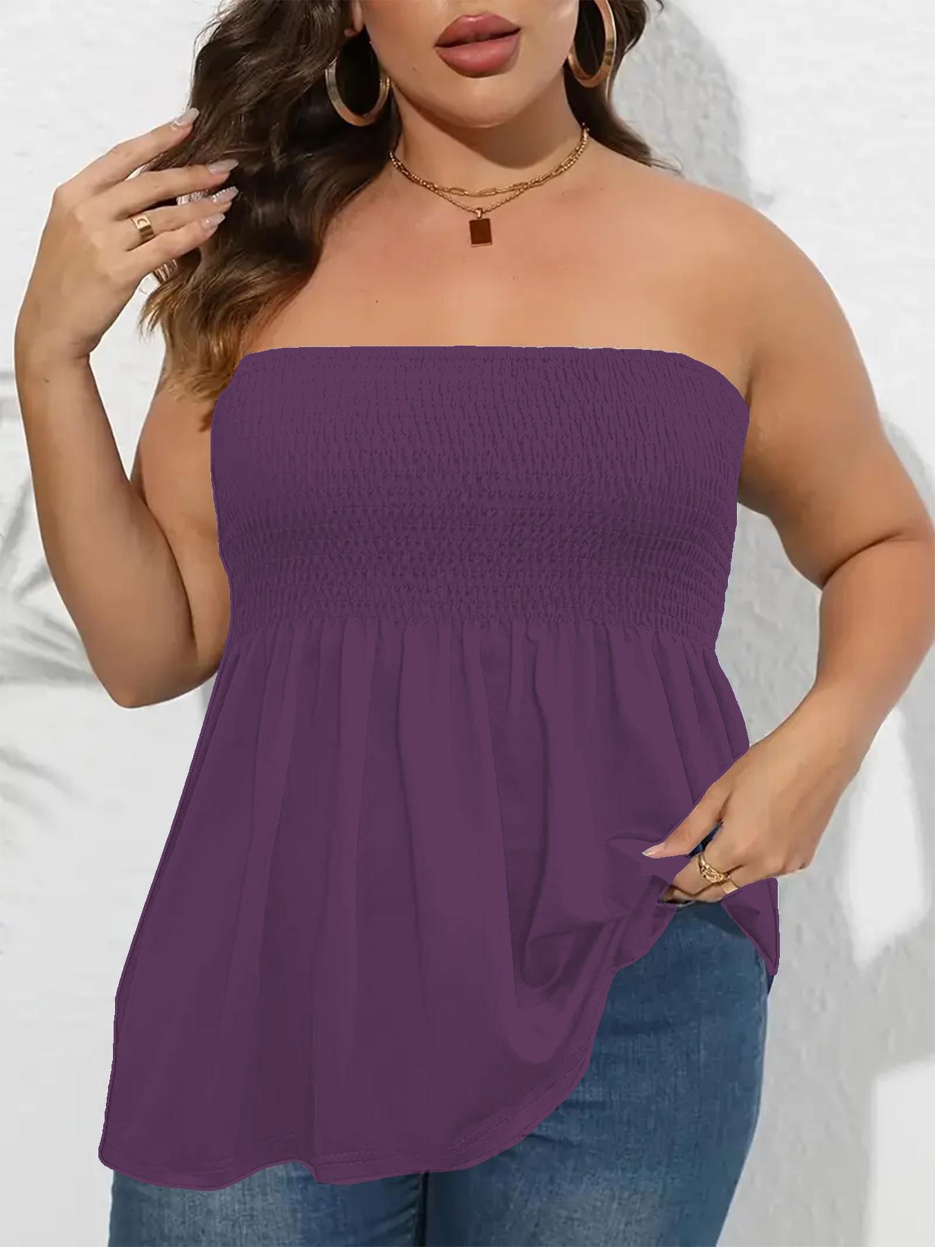 Plus Size Strapless Ruffle Hem Tube Top