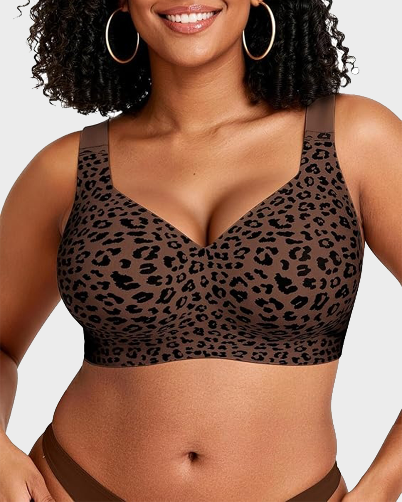 Leopard Jelly Wirefree Bra Full Coverage Padded No Underwire Everyday Bra