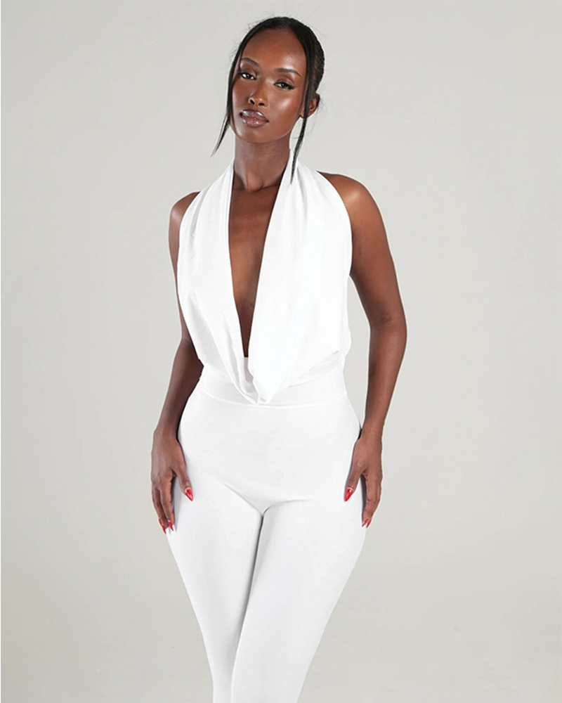 Women's Backless Sleeveless Bodycon Jumpsuit Simple Casual Daily Chic Womenswear