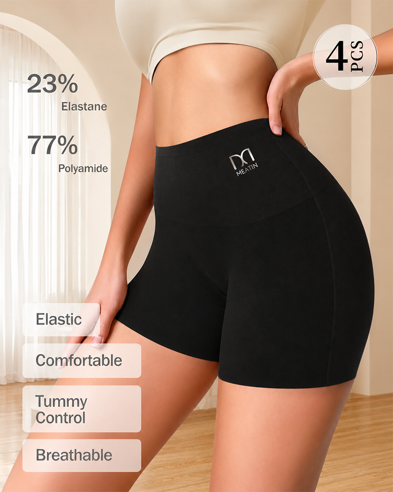 4PCS High Waist Shapewear Shorts for Women Solid Color Sculpting Panties