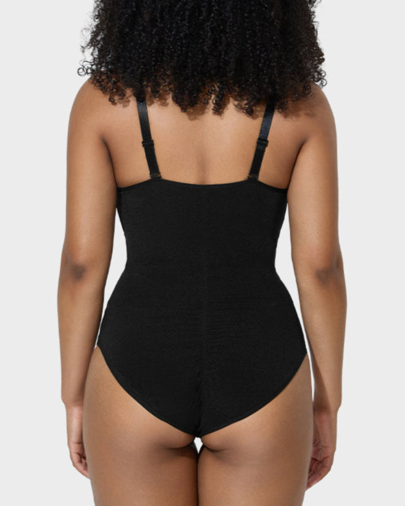 Criss-Cross Mesh Panel Sculpting Bodysuit